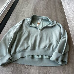 PINK Victoria's Secret Light Green Half-Zip Sweatshirt